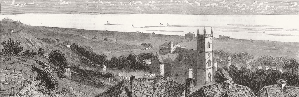 KENT. Hythe Church & land protected by sea wall 1881 old antique print picture